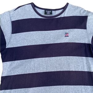 Vintage 90s Polo Jeans Ralph Lauren Blue Striped T-Shirt Sz Mens XL